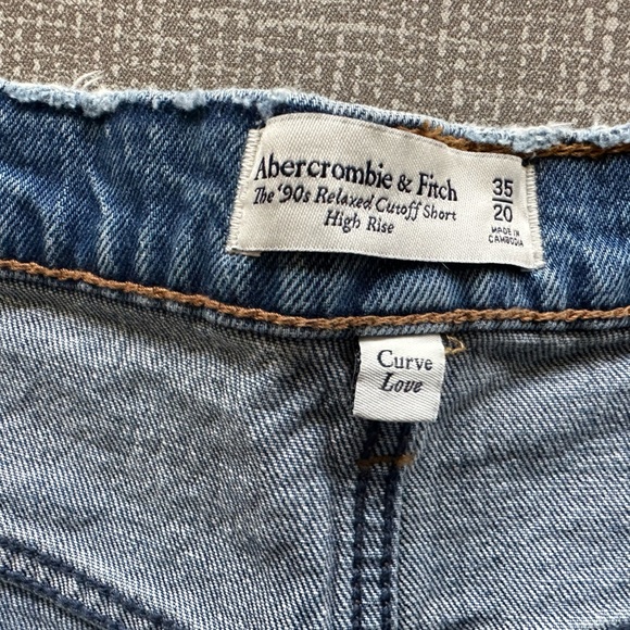 Abercrombie & Fitch Sz 35 20 Distressed Shorts Curve Love 90s High Rise Cut Off - Picture 3 of 12